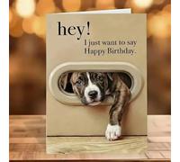 Adorable tarjeta de felicitación de cumpleaños de raza de perro con diseño de pastor alemán Pitbull Spaniel Cocker Bernese y Pug en papel marrón robusto para los amantes de las mascotas, 17 cm (B)