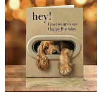 Adorable tarjeta de felicitación de cumpleaños de raza de perro con diseño de pastor alemán Pitbull Spaniel Cocker Bernese y Pug en papel marrón robusto para los amantes de las mascotas, 17 cm de