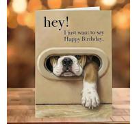 Adorable tarjeta de felicitación de cumpleaños de raza de perro con diseño de pastor alemán Pitbull Spaniel Cocker Bernese y Pug en papel marrón robusto para los amantes de las mascotas, 17 cm de alto