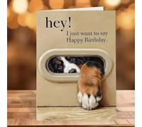 Adorable tarjeta de felicitación de cumpleaños de raza de perro con diseño de pastor alemán Pitbull Spaniel Cocker Bernese y Pug en papel marrón robusto para los amantes de las mascotas, 17 cm (E)