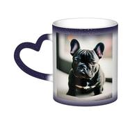 Adorable taza de café mágica con estampado de bulldog francés que cambia de color, taza de té sensible al calor
