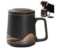 Adorable taza de té, taza de té con infusor, taza de té de cerámica mate de 360 ml, jarra de té negro, cafetera de té pintada a mano, hervidor de té de filtro vintage para té caliente o frío verde