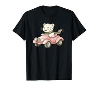 Adorable Tigre Blanco Conducción Pequeño Coche Rosa Camiseta