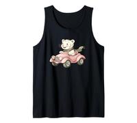 Adorable Tigre Blanco Conducción Pequeño Coche Rosa Camiseta sin Mangas