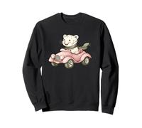 Adorable Tigre Blanco Conducción Pequeño Coche Rosa Sudadera
