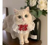 Adorable toalla de saliva de encaje para perros y gatos, accesorios para el cuello, bufanda para el cuello, Navidad, Halloween, Año Nuevo, accesorio de disfraz de fiesta (H, M (9.8 pulgadas de ancho)