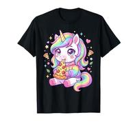 Adorable Unicornio Pastel Comiendo Pizza Arte Kawaii Pony Camiseta