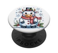 Adorable Vaca de muñeco de Nieve, Linda Navidad de Granja de Invierno PopSockets PopGrip Adhesivo