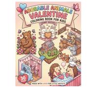 Adorable Valentine Animals Coloring Book for Kids Ages 4-8 | Cute Bunny, Bear, Hedgehog & Cafe Scenes | 30 Fun Holiday Pages: Wholesome and Cute ... and More - Perfect Valentine Gift for Kids