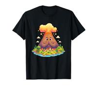 Adorable volcán en erupción protegiendo una pequeña Ciudad Camiseta