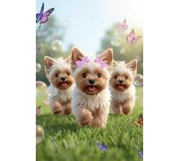 Adorable Yorkshire Terrier Puppies with Bubbles & Butterflies - Blank Journal Notebook | 6x9" | 120 Pages