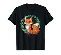 Adorable Zorro con Cola frondosa y Corona de Bosque Camiseta