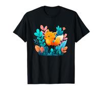 Adorable Zorro Naranja en Escena Colorida del Bosque Camiseta