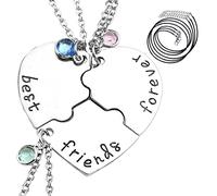Adorables BFF Collares para 3 Niñas, Best Friends Collar con Cuerda de Cera, Collar de la Amistad con Cristal, Joyería de Amistad San Valentín para Niñas Madre Amigos Hermanas Mujeres