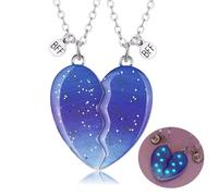 Adorables BFF Noche de Estrellas Collares para 2, Best Friends Collar con Colgante de Corazón con Luminoso, Collar Magnético de Amistad, Joyería de Amistad para Mujeres Niñas Amigas Hermanas Madre