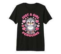 Adorables Corazones de pingüino bebé Solo una Chica Que ama los pingüinos Camiseta Premium
