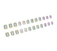 Adorables huevos de, uñas artificiales impresas, forma cuadrada corta, fácil de usar para mujeres y niñas, flores, conejitos, huevos, uñas