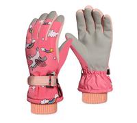 Adorables manoplas de invierno para niños y niñas, guantes de snowboard súper cálidos con puño extendido para proteger contra la nieve y la