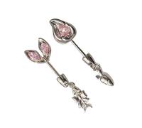 Adorables pendientes de animales con diseño de aleación de cristal brillante para mujeres y niñas, pendientes de aleación inspirados en animales diarios