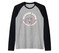 Adoración Satanás Respeto Mujeres Feminista Satanista Satánico Camiseta Manga Raglan