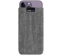 Adore June Business Funda Compatible con iPhone 14-15 Plus/iPhone 14-15 Pro MAX Material Característico, Efecto Limpiador de Pantalla, Gris/Negro