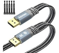 Adoreen Cable DisplayPort 1.4 plano 8K de 1.5 pies, cable DP (8K a 60Hz 4K a 144Hz 1080P a 240Hz 2K 32.4Gbps) HBR3 HDCP HDR, delgado y trenzado puerto de visualización para monitor 3090 gráficos + 5