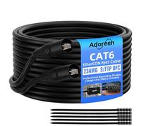 Adoreen Cable Ethernet Cat 6 blindado de 250 pies, conectores RJ45 compatibles con EtherCON, cable EtherCON OFC de calibre 23, S/FTP, cubierta de PVC y UV, interior y exterior para audio e iluminación