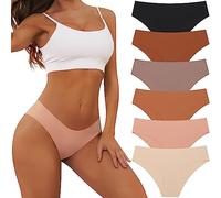 Adorel Bragas Sin Costuras Slips Braguitas Cómodas para Mujer Pack de 6 Negro Color Piel L