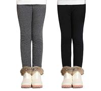 Adorel Leggins Térmicos Pantalón Forros Algodón para Niñas Pack de 2 Negro Clásico & Gris Obscuro 6-7 Años (Tamaño del Fabricante 130)