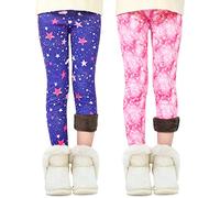 Adorel Leggins Térmicos Pantalones Forro Gruesos para Niñas Pack de 2 Estrellas Rosadas y Moradas 8-9 Años (Tamaño del Fabricante 140)