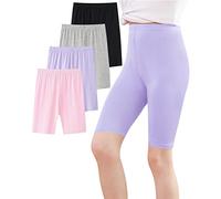 Adorel Mallas Corto Pantalon Shorts Deportiva Niña Pack de 4 Negro Gris Rosa Morado 8-9 Años (Tamaño del Fabricante: 140)