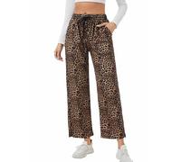 adorence Pantalon Chandal Mujer Pantalones Deporte Largo Jogger con Cintura Alta, Cordón Ajustable y Bolsillos, para Yoga, Fitness, Casual - Leopardo XL