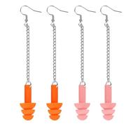 Adorila 2 pares de aretes de silicona para mujer, reutilizables, para conciertos, cancelación de ruido (naranja, rosa)