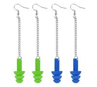Adorila 2 pares de aretes de silicona para mujer, reutilizables, para conciertos, cancelación de ruido (verde, azul)