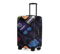 Adorila Funda para equipaje de viaje, funda elástica antiarañazos con acceso de doble asa, Iconos esenciales de viaje, M
