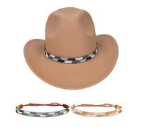 Adorila Paquete de 2 bandas elásticas de cuero vegano étnico occidental para mujeres y hombres, bandas clásicas rurales para sombreros de vaquero, Mw0386a, Mw0386b, 1 Count (Pack of 2)