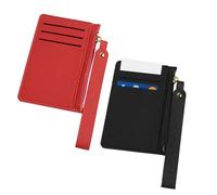 Adorila Paquete de 2 carteras para tarjetas de crédito para mujer, con bloqueo RFID, con cremallera, minimalista, cartera pequeña de cuero, Red, Minimalista