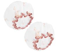 Adorila Paquete de 2 gorros de ducha para mujer, gorro de baño de doble capa impermeable, reutilizable, lavable, banda elástica