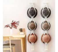 Adorila Paquete de 2 percheros de macramé para pared, organizador de sombreros bohemios, exhibidor colgante, tejido a mano, soporte decorativo para gorras de ala ancha
