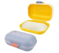 Adorila Paquete de 2 recipientes de jabón de viaje a prueba de fugas, estuche de jabón portátil con capa de drenaje extraíble, soporte de jabón de barra para baño, ducha, gimnasio (amarillo y azul)