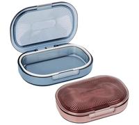 Adorila Paquete de 2 recipientes de viaje para el pelo, soporte portátil pequeño para hisopos de algodón con tapa, dispensador de hilo dental de plástico, organizador de accesorios para el cabello