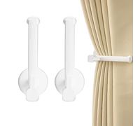 Adorila Paquete de 2 Soportes de Cortina para Montaje en Pared, Soporte Autoadhesivo en Forma de L, alzapaños de Cortina para decoración del hogar y la Oficina (Blanco)