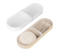 Adorila Paquete de 2 soportes para hisopos de algodón de viaje, caja dispensadora de plástico con 2 bandas de goma de silicona, caja de almacenamiento portátil para almohadillas de maquillaje con tapa