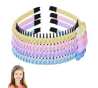 Adorila Paquete de 4 diademas de dientes para niños, diademas de plástico antideslizantes, diademas coloridas con flores y corazones para niñas pequeñas