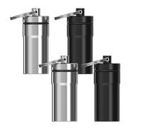 Adorila Paquete de 4 fundas de transporte para tapones para los oídos, soporte portátil para tapones de oído con llavero, funda de transporte de metal impermeable (negro y plateado)