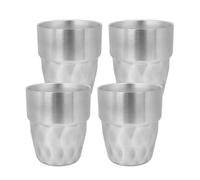 Adorila Paquete de 4 vasos pequeños de acero inoxidable de doble pared, vasos de metal apilables de 10 onzas, vasos reutilizables aislados para frío y caliente para fiesta en casa, oficina (plateado)