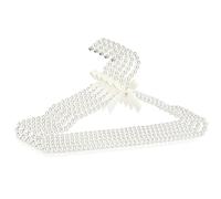 Adorila Paquete de 5 Perchas de plástico con Perlas, Elegantes Perchas para Pantalones de Vestir, Antideslizantes, Organizador de Almacenamiento de Abrigos de Armario, Perchas estándar con Lazo