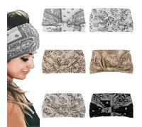 Adorila Paquete de 6 diademas anchas bohemias para mujer, turbante para entrenamiento, estilo africano, accesorios para el cabello