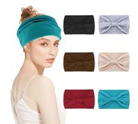 Adorila Paquete de 6 diademas anchas bohemias para mujer, turbante suave africano grande, anudado, elástico, deportivo, yoga, banda para el pelo
