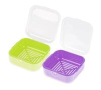Adorila Soap-Dish - Paquete de 2 jaboneras de plástico de Viaje con Tapa, Recipiente de jabón a Prueba de Fugas, Cuadrado Verde, Morado
